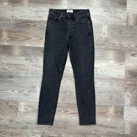 Agolde Black Nico High Rise Button Fly Medium Wash Ankle Slim Jeans Women's 25 - Picture 2 of 9